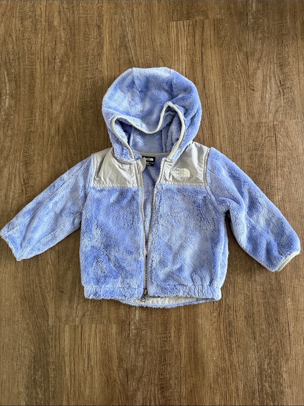 The North Face Baby Girl Light Periwinkle Plush Hooded Fleece Jacket